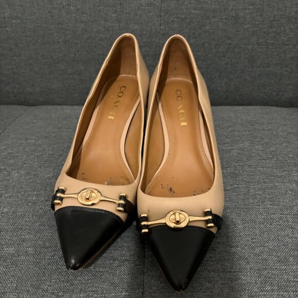 Coach Two Tone Leather Kitten Heels - Picture 1 of 6